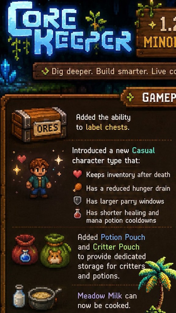 Core Keeper Update 1.2.1.0: Casual Mode, Chest Labels and Patch Notes